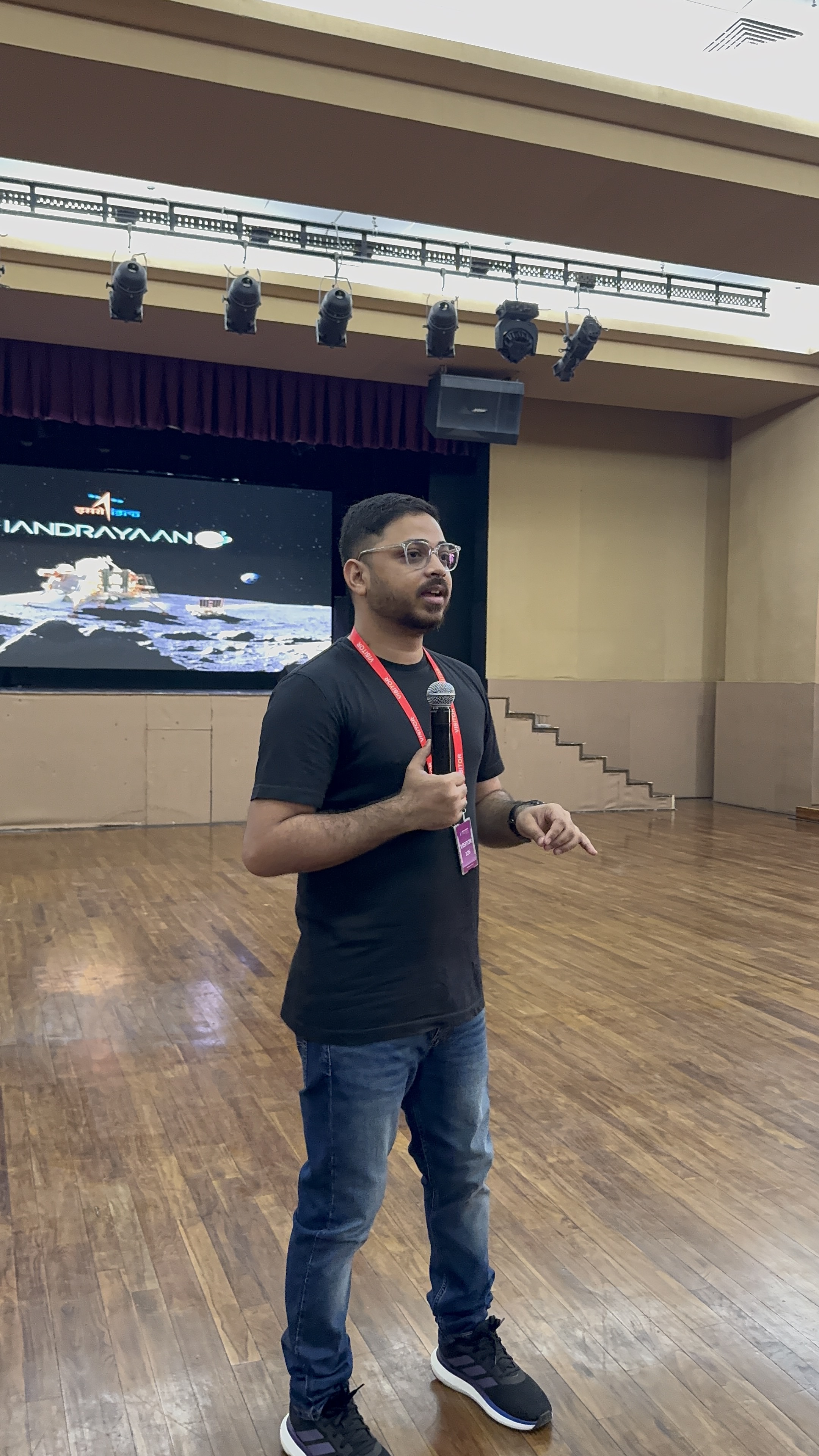 Sarvesh Bhardwaj on stage — India's Space Journey from Chandrayaan to Gaganyaan